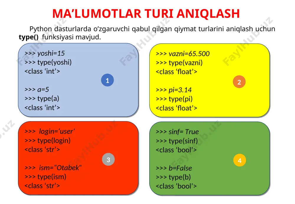 python ma'lumotlar turi - Page 3