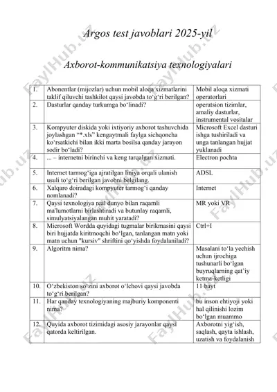 argos test javoblari 2025-yil — DOCX
