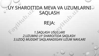 uy sharoitida meva va uzumlarni saqlash — PPTX