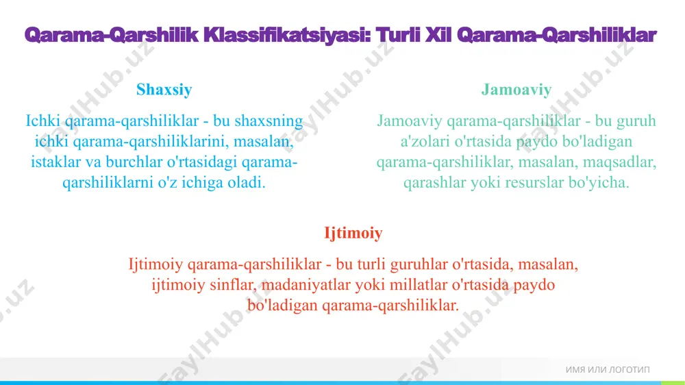odiagnostika metodlari 10 имя или логотип 10 jahonda psixodiagnostik metodlarning mingdan ortiq turi mavjud bo‘lib, ularni sxematik qarab chiqilmasa, farqlab olish juda ham mushkul. psixodiagnostik metodlarning umumiy sxematik klassifikatsiyasini quyidagicha ko‘rsatib o‘tish mumkin: kuzatish asosidagi psixodiagnostik metodlar. savolnomali psixodiagnostik metodlar. ob'ektiv psixodiagnostik metodlar, bunga inson xulq-atvor reaktsiyalari analizi va faoliyat mahsuldorligini o‘rganish ham kiradi. psixodiagnostikaning eksperimental metodlari. 11 имя или логотип 11 psixologik empirik metodlarning yana bir tasnifini ko’rib chiqamiz. biz tadqiqotchining bilish faoliyati bilan bog`liq bo’lgan metodlarni ikki asosga bo’lgan edik. faollik-sustlik, mablag`larning borligi – muqobillik. psixologik tadqiqotda ob`ekt faol bo’lishi mumkin, odam yoki hayvon haqida gap bo’lishidan qat`iy nazar, odam sinaluvchi sifatida tadqiqotchi kabi faoliyat sub`ekti bo’ladi. empirik psixologik metodlarning tasnifida shu narsani hisobga olish kerak. psixologiyada sinaluvchi xulq-atvorining tahlili va tushunilishi katta ahamiyatga ega. tushunish jarayoni qaysidir ma`noda o’lchash jarayoniga qarama-qarshidir. o’lchashda tadqiqot natijalarini ob`ektlashtirishga harakat qilamiz, tushunishda esa aksincha, sinaluvchining xulq - atvorini xususiy ma`naviy o’lchamlarida …
