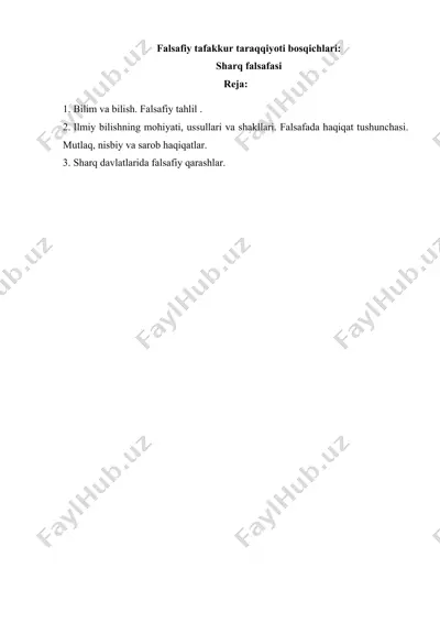 qadimgi sharqda falsafiy tafakkur — DOCX
