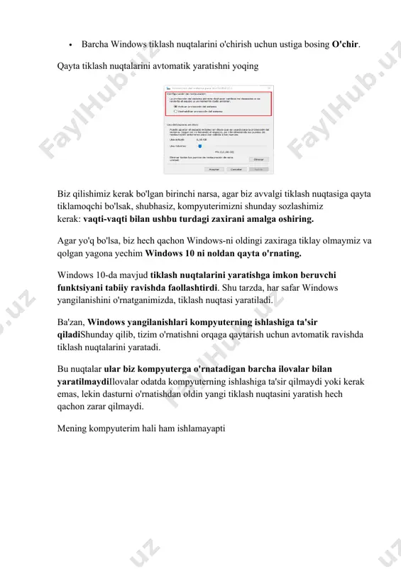 aniqlashdir komponentlarni birma-bir olib tashlash va kompyuterni ishga tushirish. uskunalarimizga ta'sir qiladigan va ko'k ekranlarni keltirib chiqaradigan ikkita apparat komponenti ram xotirasi, grafik karta va nihoyat, qattiq disk. image5.png image1.png image2.png image3.png image4.png