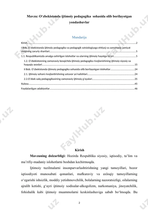 m uzoq va chuqur an’analarga ega. shunga qaramay sobiq sovet tuzumi davrida ijtimoiy pedagogika yutuqlari e’tiborga olinmadi. mana shuning uchun ham ijtimoiy pedagogika yangi soha sifatida faqat ijtimoiy-pedagogik mutaxassislar davlat va jamoat organlari boshqarmalarinigina emas, balki mutaxassislar tayyorlaydigan tizimni, shuningdek ijtimoiy-pedagogik faoliyatning ilmiy-tadqiqot bazasini ham o‘z ichiga oladi. ijtimoiy pedagogika – odamlarning jamiyatda hamkorlikdagi ish faoliyatlari jarayoni davomida ularda hosil bo‘ladigan fikrlar, e’tiqodlar, g‘oyalar, qarashlar, histuyg‘ular, turli xulq-atvor shakllarini tushuntirib beruvchi fandir. har bir shaxsning jamiyatda yashashi, uning ijtimoiy normalarga rioya qilgan holda o‘ziga o‘xshash shaxslar bilan o‘rnatadigan murakkab o‘zaro munosabatlari va ularning ta’sirida hosil bo‘ladigan xodisalarning pedagogik tabiatini va qonuniyatlarini tushuntirib berish- ijtimoiy pedagogikaning asosiy vazifasidir. amaliyotda ijtimoiy pedagogik va yoshlarning yashash komplekslarida, turli yoshdagi xodimlardan iborat birlashmalarda ijtimoiy pedagogik tajribalarni to‘plash ishlari shakllantirilgach, maktablarning ijtimoiy institutlar bilan qamkorligi o‘zgardi. shu asosda ijtimoiy muqitni pedagoglashtirish jarayoni intensiv tarzda rivojlanib bordi. demak, ta’lim tarbiya bilan shug‘ullanuvchi fanlar va o‘quv muassasalaridan …