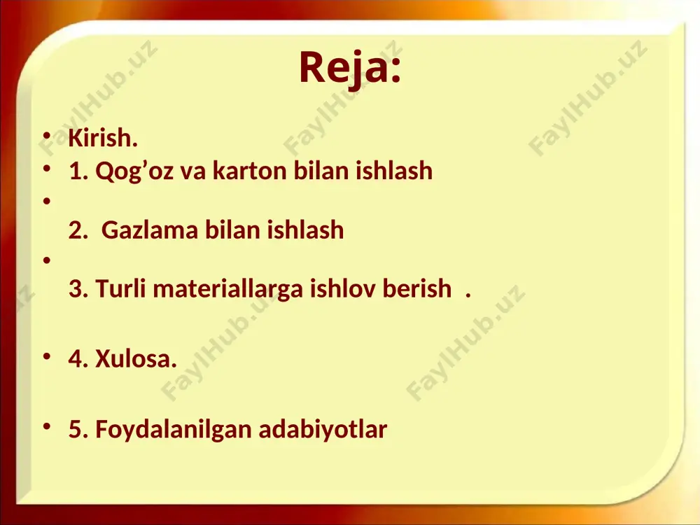 lama bilan ishlash boshlang’ich sinf o`quvchilarini maktabga kelish paytiga kelib bolalar qanday gazlamalar va iplar bo`lishi, ulardan inson qaerda va qanday foydalanishi, ular qanday foyda keltirishi to`g’risida ba`zi tasavvurlarga ega bo`ladilar. odatda bu tasavvurlar uzuq-yuluq, noto`liq bo`lib, bir tizimga solinmagan bo`ladi. qizlar va o`g’illarda bu tasavvurlar hajmi, to`liqligi va sifati bo`yicha turlicha bo`ladi. gazlamalar va trikotaj mahsulotlardan foydalanishda bolalar ko`pincha ongsiz, noto`g’ri ish tutib, bu ularning buzilishiga yoki xizmat muddatlarining qisqarishiga olib keladi. ii sinfda o`quvchilar birinchi mehnat darslarida tuzilishi va tayyorlash usullari bo`yicha eng oddiy mahsulotlarda gazlamalar va iplardan foydalanishning elementar masalalarni amaliy hal etishdayoq bolalarda to`qimachilik tolalar va gazlamalar, ularning texnika, ishlab chiqarish va ayniqsa turmushda, kundalik hayotda qo`llanishi to`g’risida bo`lgan bilimlarni aniqlash va umumlashtirish zarurati paydo bo`ladi. birinchi suhbatlardayoq o`quvchilar o`qituvchi rahbarligida o`z hayot tajribalarini ishga solib, gazlamalardan ichki kiyim, ko`ylaklari, palto va kostyumlar, turli bosh kiyimlari, dasturxon va yostiqlar, pardalar, sochiqlar va dastro`mollar, parashyutlar, divan, stullar …