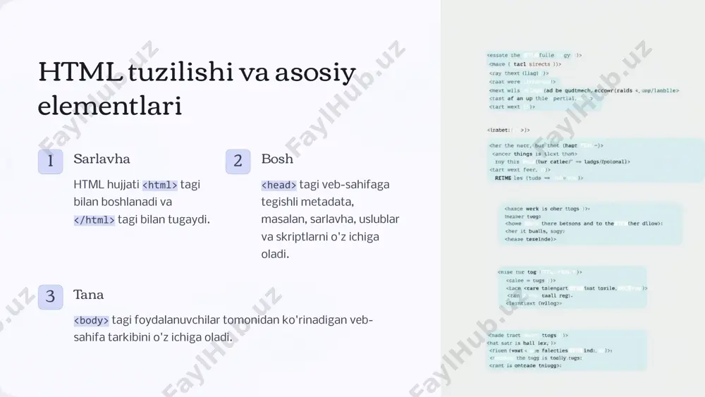 uslublashtirish css veb-sahifaga uslublarni qo'shish uchun ishlatiladi, masalan, matnning rangi, fon rangi va boshqalar. 3 veb-sahifani optimallashtirish veb-sahifani tez yuklashini ta'minlash, brauzerlar tomonidan yaxshi ishlashini ta'minlash va qidiruv tizimlari tomonidan yaxshi indekslanishini ta'minlash. 8 image1.png image2.png image3.png image4.png image5.png image6.png image7.png image8.png image9.png image10.png image11.png image12.png image13.png image14.png image15.png image16.png