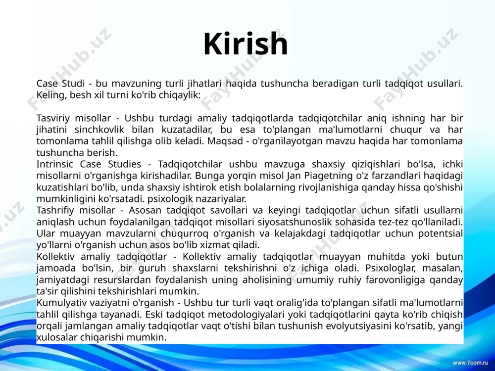 rini “ichki sekretsiya bezlari” mavzusi misolida elektron о’quv moduli ishlanmasini shakllantirish hamda о’qitishni takomillashtirish bо’yicha xulosalar va tasiyalar ishlab chiqishdan iborat keys tadqiqotlari va eng yaxshi amaliyotlar linux operatsion tizimidagi klasterlarni sozlash, boshqarish va nosozliklarni bartaraf etish bo‘yicha qimmatli tushuncha va ko‘rsatmalar beradi. haqiqiy misollardan o'rganish va tasdiqlangan amaliyotlarni qabul qilish klasterni muvaffaqiyatli joylashtirishni ta'minlashga yordam beradi. tezislarini bajarish bilan shug'ullanadiganlar ko'pincha ikkala amaliy ishni ham, tadqiqot ishlarini ham yozishlari shart. ko'pgina talabalar amaliy tadqiqotlar va tadqiqotlarni o'qituvchilarining yomon baholariga duchor bo'lishlari bilan farqlay olmaydilar. ikkalasining yozish uslublari va ularning mazmuni jihatidan juda katta farq bor. keys tadqiqotlari turlari. keys tadqiqotlari ularni qimmatli tadqiqot vositasiga aylantiradigan bir qancha afzalliklarga ega. bu erda oddiy so'zlar bilan tushuntirilgan to'rtta asosiy afzallik: ko'p ma'lumot to'plash har qanday joyda tadqiqotlar o'tkazish xatolikni minimallashtirish aloqalarni aniqlashtirish 1. ko'p ma'lumot to'plash: keys tadqiqoti ma'lumotlar xazinasiga o'xshaydi. bu sizning mavzuingiz haqida juda ko'p ma'lumot to'plashga yordam beradi …