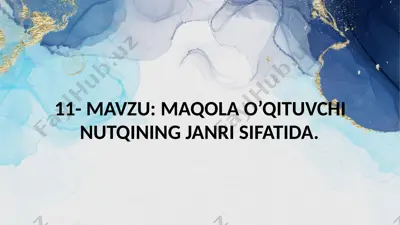 maqola o’qituvchi nutqining janri sifatida. — PPTX