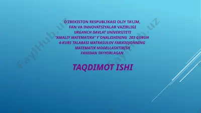 taqdimot ishi "ekologik — matematik modellar" — PPTX