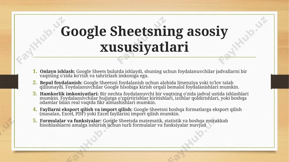 google sheetsda jadvallar yaratish - Page 5