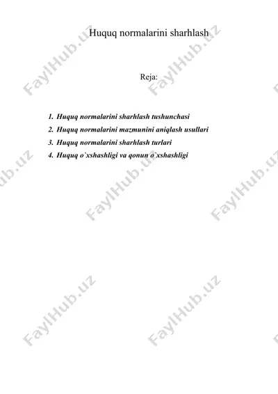 huquq normalarini sharhlash — DOC