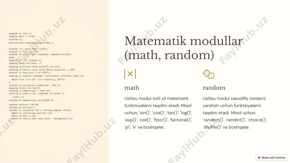 python dasturlash tilida matematik funktsiyalar va ma'lumotlarni kiritish/chiqarish - Page 5