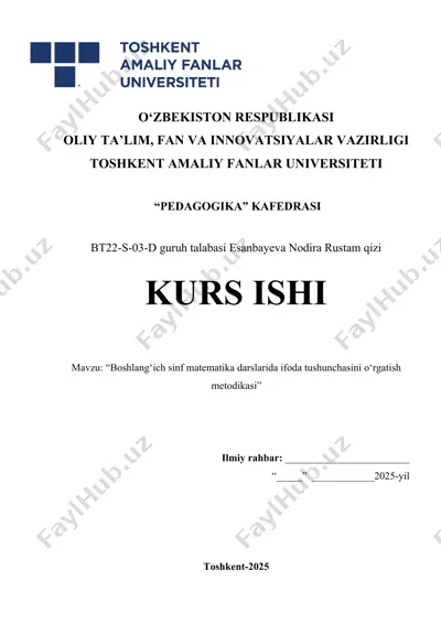 boshlang‘ich sinf matematika darslarida ifoda tushunchasini o‘rgatish metodikasi — DOCX