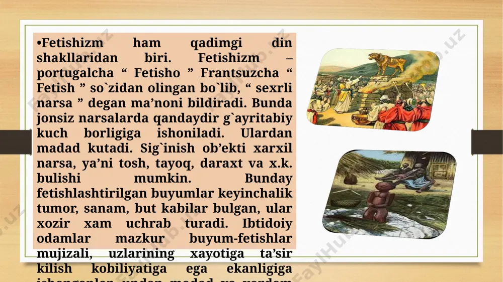 n sharxlarni uz ichiga oladi. talmudda yaxudiylarning g`oyaviy, diniy, xuquqiy, axloqiy qonun-qoidalari, urf-odatlari, an’analari, bayon qilingan. • tavrotva zabur bibliyaning “ qadim giaxd” qismiga kiradi. bibliya – kitob, o`ram degan ma’nolarni bildiradi. “ qàdimgi axd ” yaxudiylarning xudo bilan axdlashuvini bildiradi. iso alayxisalomga nozim bo`lgan injil bibliyaga, “ yangi axd ” bo`lib kirgan. u xristianlarga tegishli. bibliyaning “ qadimgi axd ” kismi besh kitobdan iborat bulib, “ musoning besh kitobi ” deb xam ataladi. 1- kitob “ borliq ” deb atalib, unda olam va insonlarnng xudo tomonidan yaratilganligi bayon kilingan. 2- kitob “ chiqish ” deb atalib, unda muso alayxissalomning xayoti, yaxudiylarning misr asirligidan ozod bo`lgani bayon qilingan. 3- kitob “ sonlar ” deb atalib, unda yaxudiylarning misr asirligidan qutilib to falastin yerlarini bosib olgunlariga qadar xayot tasvirlangan. 4- kitob “ loviy ” deb yuritilib oilaviy xayot masalalari bayon kilingan, 5- kitob “ ikkinchi qonun ” deyilib, diniy konun - …
