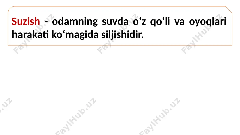 chinchidan, gavda suv muhitida nisbiy vaznsizlikda bo‘ladi. odam gavdasining og‘irligi suvning itaruvchi kuchi tasirida neytrallatadi. gavdaning suvda muvozanatda bo‘lishi tayanch-harakat apparatini statik nagruzkadan ishdan ozod qiladi va odam jismoniy rivojlanish jarayonining to‘g‘ri kechishiga yordam beradi. bizga ma‘lumki, suzishni bilish o‘tmish davrlardan buyon insonlar hayotida muhim vazifani o‘tab kelgan. ibtidoiy jamoa davrida yashovchi qabilalar baliq ovlashda, dushman hujumidan saqlanishda, umuman, ovqat topishda suvdan foydalanganlar va demak, suzishni bilganlar. ibtidoiy jamoa tuzumi davrida yashagan odamlar daryo, ko‘l va dengiz bo‘ylarida istiqomat qilganlar. ular ov qilishgan, turli mashg‘ulotlar bilan shug‘ullanishgan. eramizdan oldingi yillarda dengizga sho‘ng‘uvchilar dengiz tubidan gavhar, chig‘anoqlar olib chiqqanlar. chig‘anoq ichidagi molyuskadan esa qimmatbaho qirmizi suyuqlik siqib olingan. to‘quvchi ustalar gazlamalarni qirmizi rangning har xil tusiga bo‘yaganlar. molluska bo‘yog‘i bilan bo‘yalgan kiyimlar rangi yuvilganda ham o‘chmagan. suv osti boyliklaridan foydalanish hind va tinch okeani, qizil dengiz va o‘rta yer dengizining qirg‘oqlarida juda keng rivojlangan. shuningdek, yaponiya, seylon va filippinlik suzuvchilar suv …
