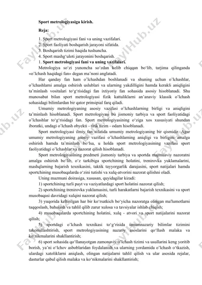 sport metrologiyasiga kirish — DOCX