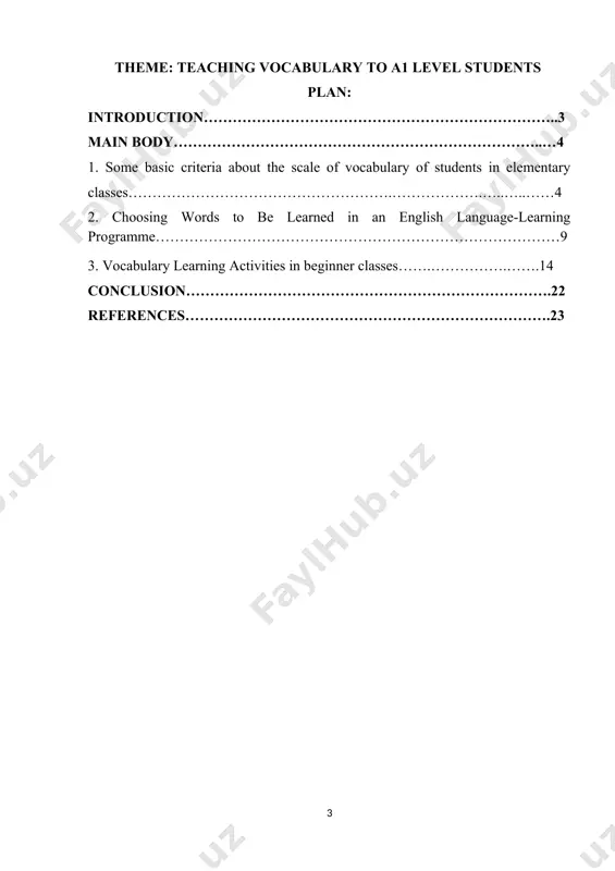 results of the qualification paper. 1. some basic criteria about the scale of vocabulary of students in elementary classes both first (l1) and second (l2) language educators and researchers agree that mastering vocabulary is of great importance in one’s becoming a mature language user. although learning vocabulary in a l1 and l2 is not fundamentally different, one of the important ways in which l1 and l2 vocabulary learning does differ is the rate of vocabulary growth. in the l1 learning context, the amount of regular input is immense allowing for much of vocabulary to be learnt incidentally. in contrast, the smaller amount of regular input in the l2 context means that the opportunities for learning new vocabulary items are limited, with relatively few words being acquired incidentally. it is, thus, hypothesised that teachers have the greatest inﬂ uence on the quality and quantity of l2 vocabulary learnt by efl learners. …