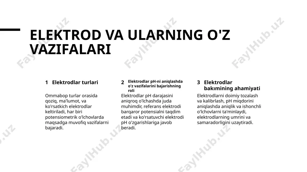 ph miqdori aniqlash paytida, asidik yoki oksidik echimlarni qayta ishlashda, qo'llab-quvvatlovchi shaxsiy himoya vositalarini, masalan, qo'llar va ko'zoynaklarni, kiyib oling. kalibrlash va uskunalarni saqlash o'zaro mos keladigan ph meterlarni va elektrodlarni aniqlikni ta'minlash uchun mavjud bo'lgan usullar bilan kalibratsiya qiling va ularni zarar va kontaminatsiyadan himoya qilish uchun to'g'ri saqlang. xavfsiz o'tkazish qilish foydalanilgan elektrodlar va echimlar kabi ph o'lchov bosqichidagi atıklarni muhitga zarar yetkazmasligi uchun mahalliy qoida va ko'rsatmalar asosida butunlashtiring. xulosa va tavsiyalar xulosa eritma ph-ni aniqlash uchun potensiometrik usul ishonchli va ishonchli ekanligi isbotlangan, bu esa turli sanoat sohalariga qadrli vosita bo'lib chiqdi. tavsiyalar ushbu potensiyometrik tahlilning kimyoviy va atrof-muhit testlash sohalarida qo'llanilishini yanada o'rganish, potentsial rivojlanishlar va ilg'or yaxshilanishlar uchun tavsiya etiladi. kelajakdagi tadqiqotlar kelajakdagi tadqiqotlar eritma ph-ni aniqlash uchun potensiometrik usulni optimallashtirishga yo'naltirilishi kerak, uning samaradorligini va turli sohalar uchun qo'llaniladiganligini oshirish uchun. e'tiboringiz uchun rahmat!