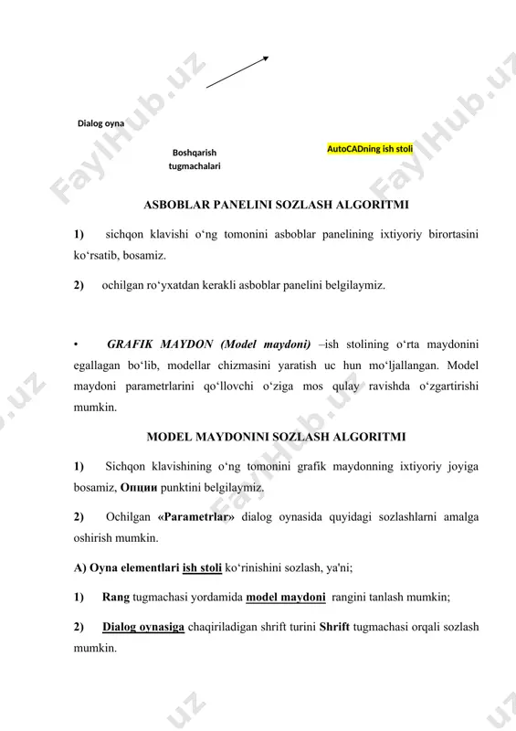 autocad dasturi haqida, dasturning interfeys (muloqot oyna)lari haqida umumiy ma’lumotlar - Page 5