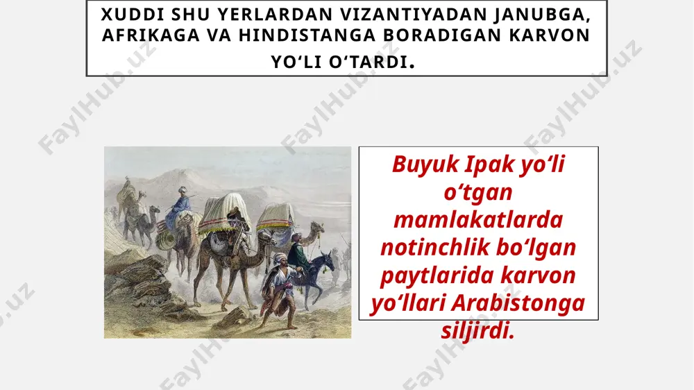 -taroj etadilar. 683 yilda xalifa yazid vafot etganidan so‘ng xalifalikda toj-taxt uchun kurash boshlanib ketadi. bunday vaziyatda arablar yana movarounnahrga hujum qilishdan deyarli to‘xtab, o‘z ichki nizolari bilan band bo‘lib qoladilar image1.jpg image2.png image3.jpg image4.jpeg image5.jpeg image6.jpeg image7.emf image8.jpeg image9.emf image10.png image11.jpeg /docprops/thumbnail.jpeg
