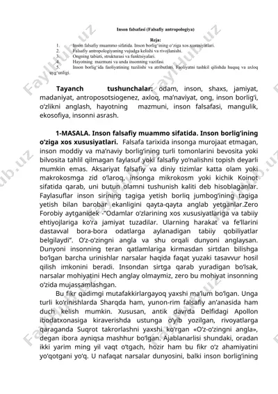inson falsafasi (falsafiy antropologiya) — DOCX