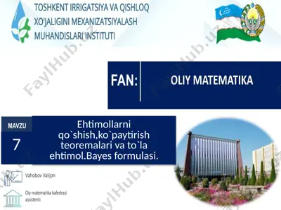 bese ehtimollar nazariyasi va matematik statistika — PPTX