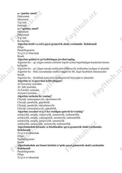 algoritm bilan ishlash — DOCX