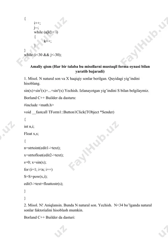 borland c++ builderda sikllar bilan ishlash - Page 4