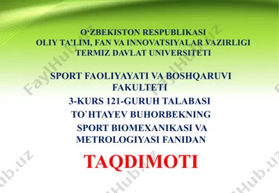 sport biomexanikasi va metrologiyasi — PPTX