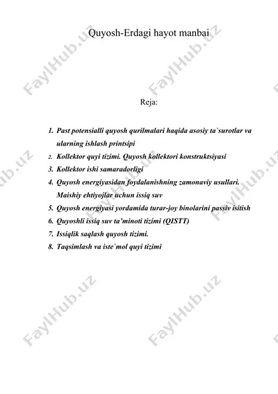 quyosh-yerdagi hayot manbai — DOC