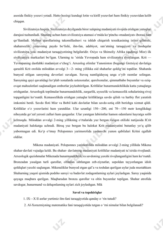 lasko g‘orlari. mil.aw. 15—8-ming yilliklarda qoyatosh suratlarini dastlab kromanyon odamlari yaratganlar. bu davrda qadimgi rassomlar suratlarni, asosan, qoyalarga o‘yib ishlaganlar. altamira g’oridagi suratlar. ularning bir qismi ispaniyadagi dunyoga mashhur altamira va fransiyadagi lasko g‘orlaridan hamda boshqirdistondagi kapovaya g‘oridan topilgan. o‘sha zamon tasviriy san’at ustalari hayvonlarni tasvirlashda turli moddalar qorishmasidan tayyorlangan rangli bo‘yoqlardan, tosh devorlardagi rasmlami bo‘yashda esa tayoqcha yoki hayvon junidan tayyorlangan mo‘yqalamdan foydalanishgan. bu esa suratlarning hozirgi davrgacha deyarli hech bir o‘zgarishsiz saqlanib qolishiga sabab bo‘lgan. ularni o‘rganish qadimiy hayvonot dunyosini yanada yaxshiroq tasavvur qilishga imkon beradi. o‘zbekiston hududidagi qoyatosh suratlari. o‘zbekistonda ushbu noyob san’at turi juda qadimdan paydo bo‘lgan. suratlar, asosan, ikki xil usulda — urib cho‘kichlash va tabiiy bo‘yoqlar yordamida ishlangan. keyinchalik rasmlar uchi o‘tkir tig‘li temir va po‘lat asboblar bilan toshlarni o‘yib ishlangan. bu usul fanda nuqtali usul deb ataladi. ikkinchi usulda ilk rangtasvir ustalarining mahorati ko‘zga tashlanadi. ular turli moddalar qorishmasidan bo‘yoq tayyorlashni bilganlar. suratlarga …