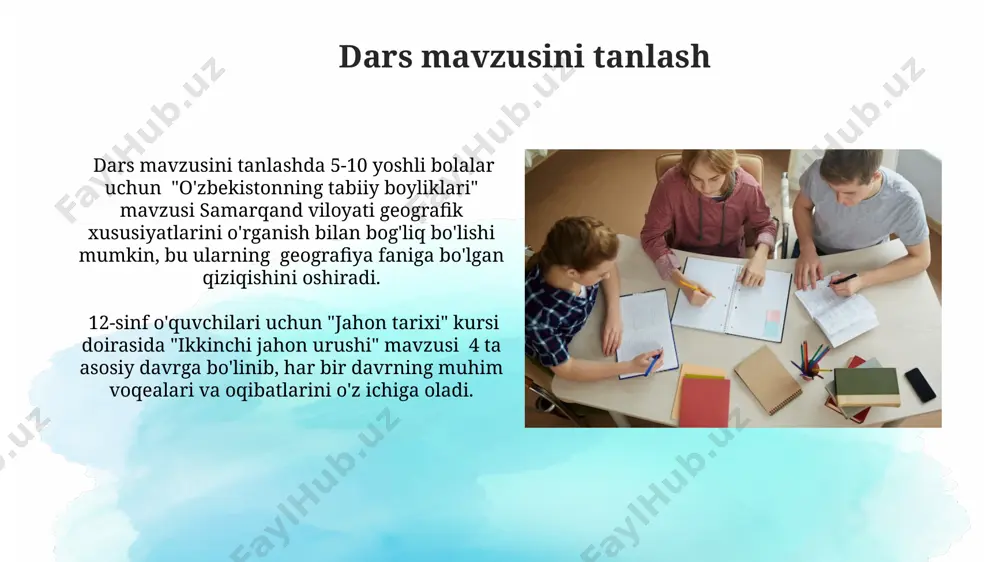 mavzu boyicha dars ishlanmasini tayyorlash - Page 5