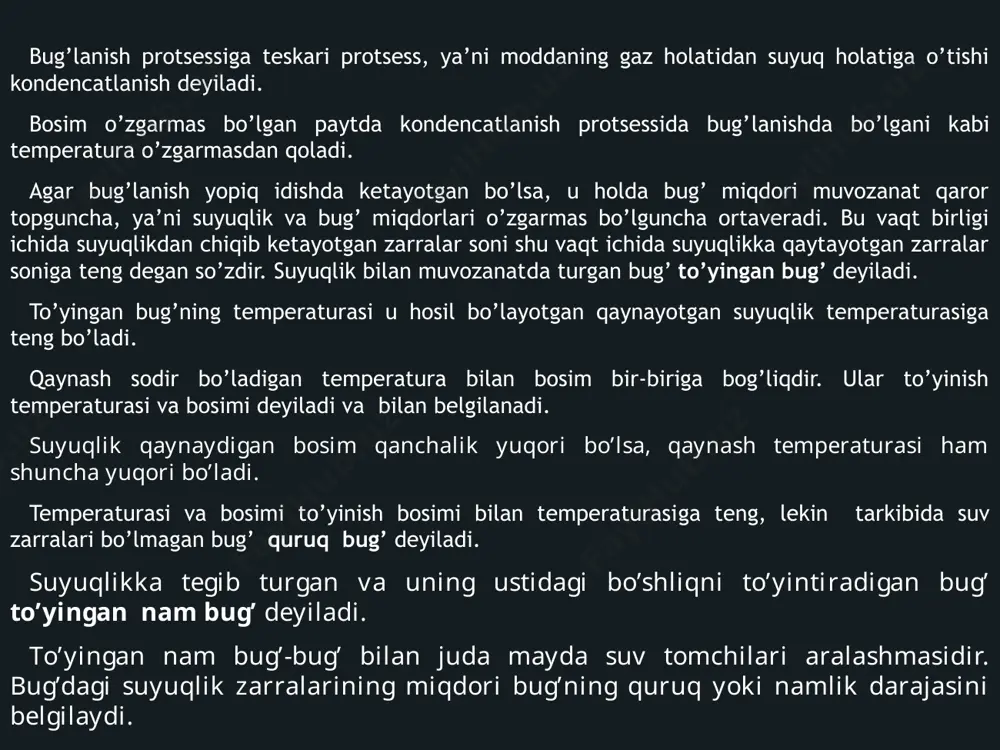 шчи жисм иссиқлик ташувчи suv bug’i turlari to’yingan bug’ to’yinmagan bug’ quruq bug’ nam bug’ o’ta qizigan bug’ p ρ φ d i t id – diagramma /docprops/thumbnail.jpeg