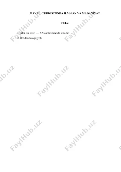 turkistonda ilm-fan va madaniyat — DOCX