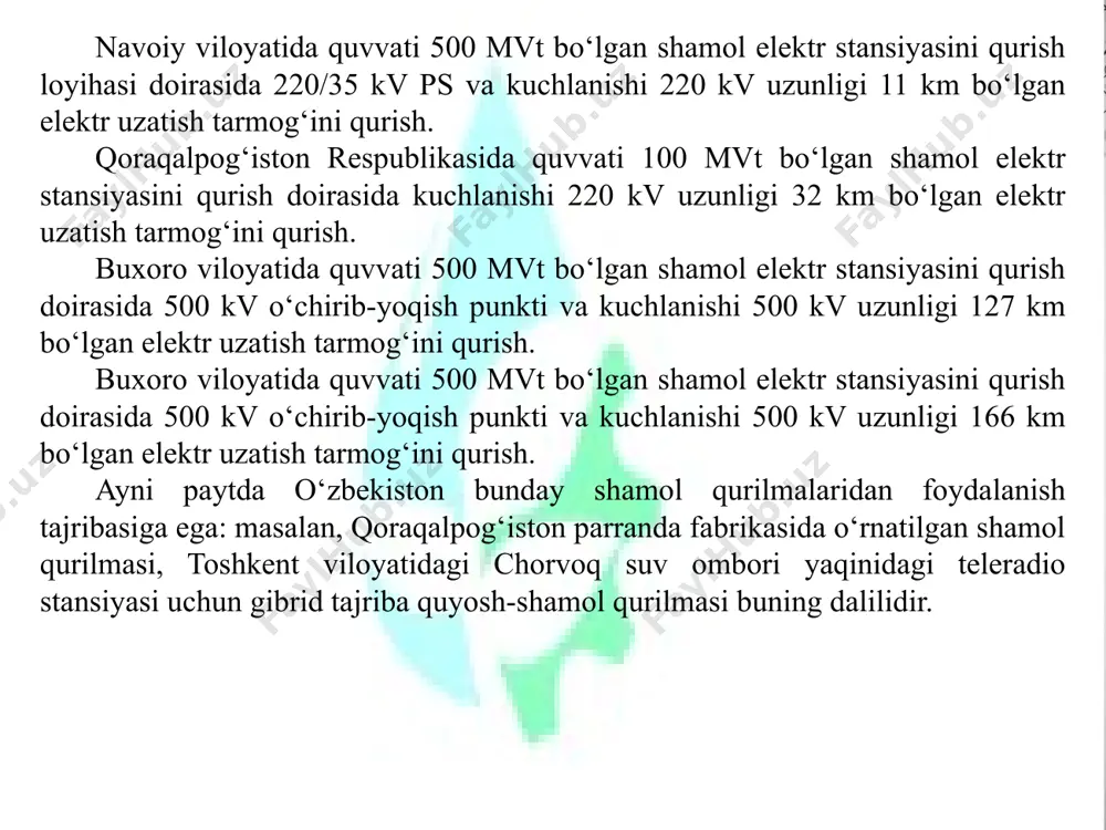 tashkil etdi, bu zamonaviy o'rnatishlarning ishlashiga juda yaqin. 1973 yil 17 oktyabr opek davlatlari yom kipur urushida isroilni qo‘llab-quvvatlayotgan davlatlarga neft yetkazib berishni to‘xtatdi. keyingi yil davomida neft narxi bir barrel uchun 3 dollardan 12 dollarga ko'tarildi. bu shamol energetikasining rivojlanishiga yangi turtki berdi. aqsh va yevropa davlatlari muqobil energiya uchun uskunalarni ishlab chiqarish va tadqiq qilish uchun ajratiladigan mablag‘ni keskin oshirdi. shamol energiyasi insoniyat tomonidan qadim zamonlardan beri o'zlashtirilgan. shamol tegirmonlari miloddan avvalgi 200-yillarda forsda donni maydalash uchun ishlatilgan. bunday turdagi tegirmonlar slom dunyosida keng tarqalgan bo'lib, 13-asrda bu texnologiya evropaga salibchilar tomonidan olib kelingan. xvi asrda yevropa shaharlarida gidromotor va shamol tegirmoni yordamida suv nasos stansiyalari qurila boshlandi. gollandiyada ko'plab shamol tegirmonlari suvni to'g'on bilan o'ralgan yerlardan haydab chiqardi. evropaning qurg'oqchil mintaqalarida shamol tegirmonlari dalalarni sug'orish uchun ishlatilgan. 1890 yilda daniyada birinchi shamol stansiyasi qurildi va 1908 yilga kelib 5 dan 25 kvt gacha quvvatga ega 72 ta …
