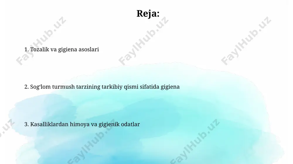 ha vazn olishga olib kelishi mumkin. shu sababli, ekran vaqtini cheklash muhimdir. tokioda o'tkazilgan tadqiqotlarga ko'ra, kunlik 8 soatdan kamroq uxlash, immunitet tizimini 70% zaiflashtirib, shaxsni 2 baravar ko'proq yuqumli kasalliklarga moyil qiladi. shuning uchun yetarli uyqu muhim ahamiyatga ega. oziq-ovqat gigienasi тошкент шаҳридаги 2023 йилги тадқиқотлар кўрсатишича, 50% дан ортиқ аҳоли озиқ-овқат гигиенаси қоидаларига тўлиқ риоя қилмайди, бу ошқозон-ичак касалликларининг кўпайишига олиб келади. ўзбекистон республикаси соғлиқни сақлаш вазирлигининг маълумотларига кўра, 2022 йилда озиқ-овқатдан заҳарланиш ҳолатлари 15% га камайган бўлсада, санитария-гигиена талабларига риоя қилиш бўйича таълим ва назоратни кучайтириш зарур. stressni boshqarish стрессни бошқариш учун кунига камида 30 дақиқа, ҳафтасига 5 марта, машқ қилиш, масалан, тошкентдаги «спорт» комплексида, қон босимини пасайтиришга ёрдам беради ва умумий саломатликни яхшилайди. 2019 йилги тадқиқотларга кўра, медитация, жумладан, mindfulness техникаси, стресс гормонлари даражасини 15% гача пасайтириши мумкин ва бутун дунё бўйлаб кенг тарқалган. sog'lom turmush tarzi o'zbekiston respublikasi sog'liqni saqlash vazirligining ma'lumotlariga ko'ra, to'g'ri va …
