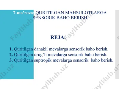 quritilgan mevalar — PPT
