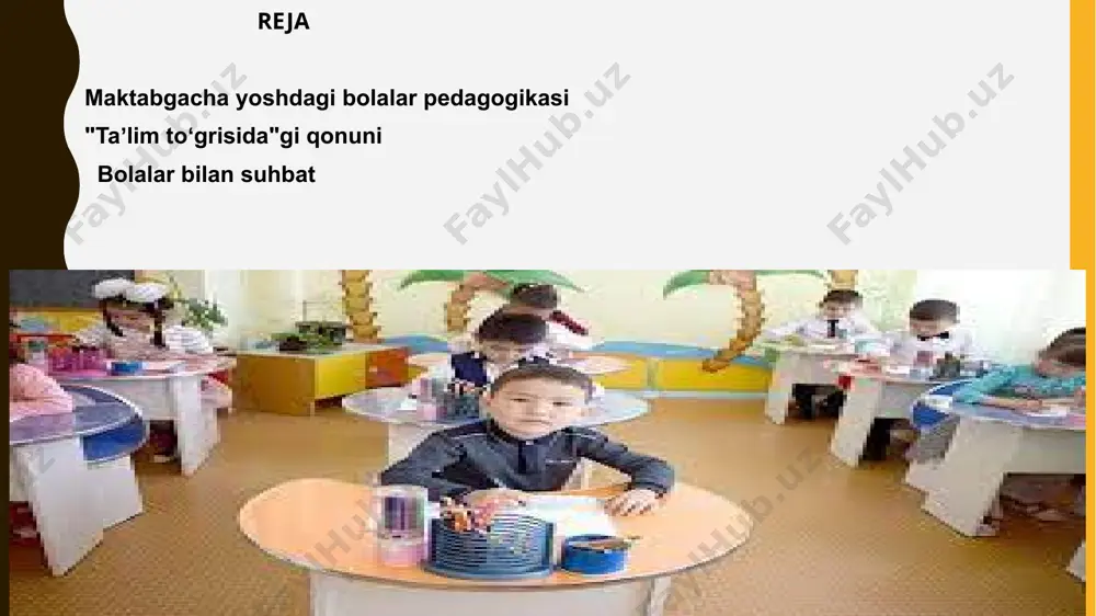 xiy tajribasi, il-gor mamlakatlardagi pedagogik qarashlar, ped., psixologiya, falsafa, etika, estetika, tilshunoslik, tibbi-yot, odam fiziologiyasi va gigiyenasi, antropologiya kabi fanlarning ilmiy asoslari, xulosalari hamda qonuniyatlari tashkil qiladi. maktabgacha yoshdagi bolalar pedagogikasib.p.dan tadqiqotlar kuzatish, pedagogik tajriba, suhbat, hujjatlarni oʻrganish, bolalar faoliyati mahsulini taviil qilish metodlari orqali amalga oshiriladi. bu metodlar asosida tadqiqotlar mazkur soha bilan shugʻullanuvchi tadqiqotchi va tarbiyachilar tomonidan olib boriladi. har bir kuzatish jarayoni batafsil yoziladi va ilmiy jihatdan taxlil qilinadi. pedagogik tajribada birinchi navbatda bola, uning rivojlanishi uchun yaratiladigan pedagogik shart-sharoitlar nazarda tutiladi. pedagogik tajriba ehtiyotkorlik bilan obyektiv ravishla olib borilganlagina amalga oshiriladigan tadqiqot natijalarining obʼyektivligini taʼminlash imkoniyati tugʻiladi. suhbat metodi u yoki bu bolani, yoki bir gurux. bolalarni yaxshiroq oʻrganish imkonini yaratadi, taʼlimtarbiya jarayonida yoʻl qoʻyilgan xatolar aniqlanadi. bolalar bilan suhbat ularning qiziqishlarini, nutqidagi oʻziga xoslikni, atrof muhit hamda kishilarga munosabatini aniqlashga yordam beradi. hujjatlar, yaʼni bogʻcha va aloqida tarbiyachilarning reja va hisobotlarini urganish ham nazariy xulosalar …