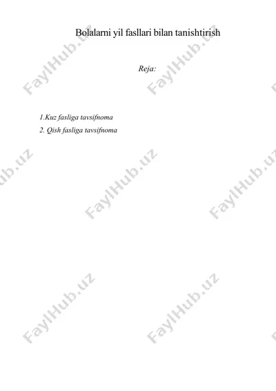 bolalarni yil fasllari bilan tanishtirish — DOCX