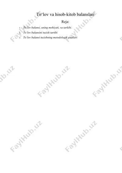 to‘lov va hisob-kitob balanslar — DOCX