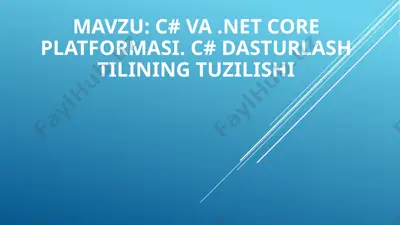 c# va .net core platformasi. c# dasturlash tilining tuzilishi — PPTX