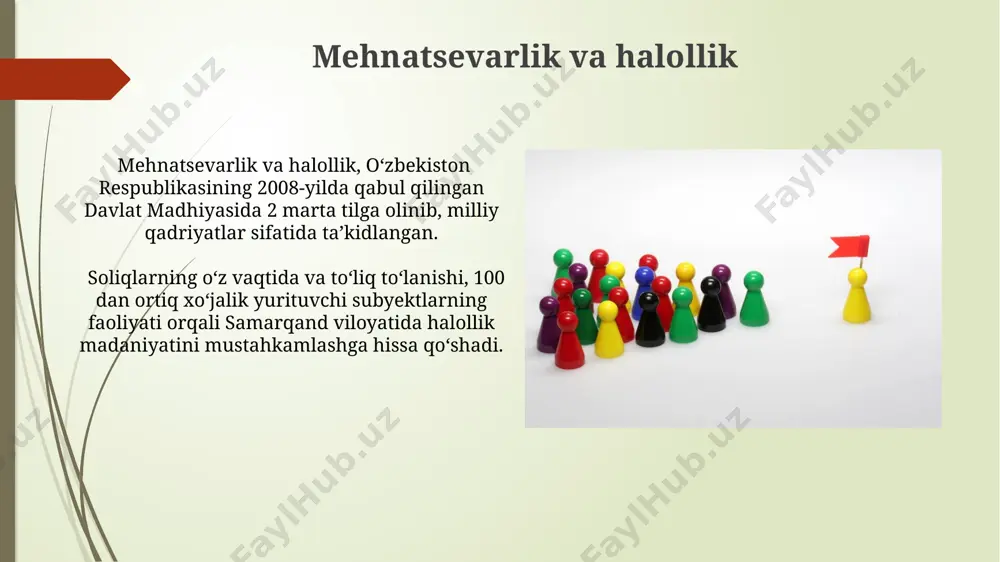 yalashgan ta'lim dasturlari orqali o'qitish 20% ga o'quvchilarning ijtimoiy moslashuvchanligini oshirishi mumkinligini isbotladi. zamonaviy sharoitda milliy qadriyatlarni saqlash 2022-yilda o'tkazilgan ijtimoiy so'rovlarga ko'ra, toshkent shahri aholisining 70% milliy an'analarni saqlashning ahamiyatini ta'kidlagan. milliy qadriyatlarni saqlashda, internet va ommaviy axborot vositalarining ta'siri 90% ga yaqin bo'lib, ularning salbiy ta'siridan himoya qilish muhim ahamiyat kasb etadi. milliy an'analar va urf-odatlar o'zbekistonning turli hududlarida, ayniqsa, xorazm va farg'ona vodiylarida, 20 dan ortiq turli xil hunarmandchilik an'analari 3 avlod davomida oilaviy qadriyatlar va mehnatsevarlikni o'rgatadi. to'y marosimlari kabi milliy urf-odatlar, 300 yildan ortiq vaqt davomida oilaviy aloqalarni mustahkamlash va jamoatchilik tuyg'usini rivojlantirishga yordam bergan muhim ijtimoiy funktsiyalarni o'taydi. jamiyatdagi milliy qadriyatlarning ahamiyati o‘zbekistonning 5 ta asosiy milliy qadriyatidan biri bo‘lgan “mehr-oqibat” tuyg‘usi, 7 yoshdan 15 yoshgacha bo‘lgan yoshlarni tarbiyalashda samarqand va buxoro kabi shaharlardagi an’anaviy oilaviy qadriyatlarga asoslangan ta’lim orqali muhim rol o‘ynaydi. milliy istiqlol g‘oyasi va uning 3 ta asosiy tarkibiy qismi (mustaqillik, …