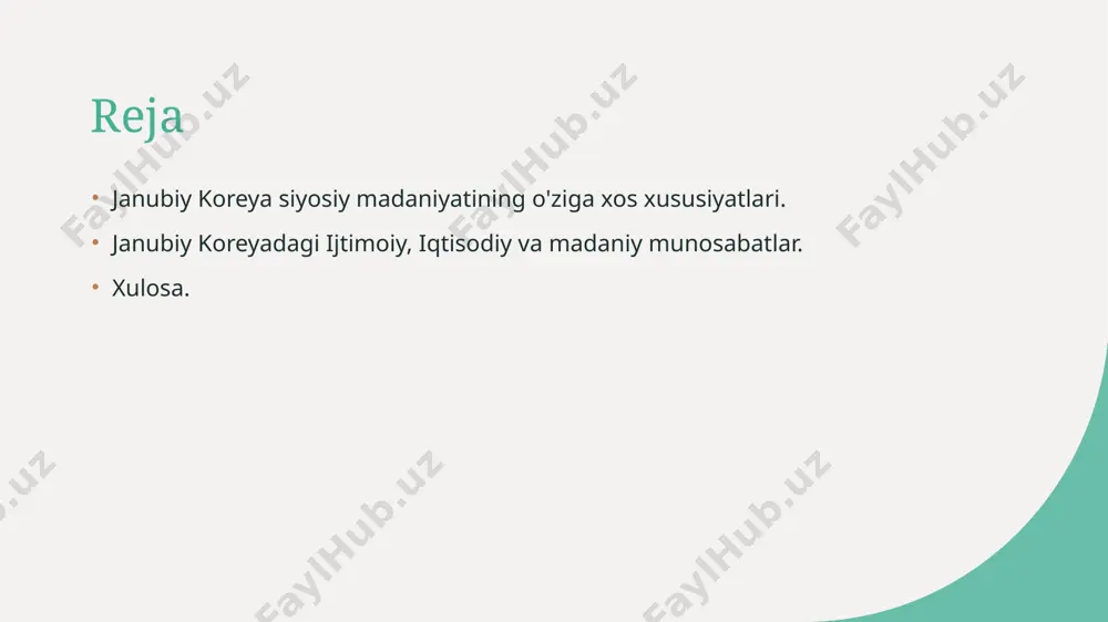 i vosita hisoblanadi, yosh avlodning ishtiroki esa bu jarayonni kuchaytiradi. tarixiy misollar 2016-yilda prezident pak kin xening impichmenti uchun millionlab odamlar ko'chalarga chiqib, korrupsiya qarshi kurashda fuqarolik faolligini namoyish etdilar. millatchilik va xalqaro munosabatlar: shimoliy koreya va yaponiya bilan bog'liq masalalar. 1 millatchilik ta'siri janubiy koreyada millatchilik, shimoliy koreya bilan munosabatlarda kuchli ta'sir ko'rsatadi va milliy identitetni mustahkamlashga xizmat qiladi. 2 yaponiya bilan kelishmovchilik yaponiya bilan tarixiy kelishmovchiliklar, xususan, 20-asrning boshidagi kolonialistik tajovuzlar, janubiy koreya siyosatida muhim rol o'ynaydi. 3 xalqaro diplomatiya janubiy koreya, shimoliy koreya va yaponiya bilan diplomatik munosabatlarda milliy manfaatlarni birinchi o'ringa qo'yadi, bu esa mintaqaviy barqarorlikka ta'sir qiladi. janubiy koreyaning ijtimoiy tuzilishi: oila, ta'lim va gender rollari. oila tuzilishi janubiy koreyada oila tuzilishi an'anaviy va zamonaviy unsurlarni birlashtiradi. oila ko'pincha oilaviy qadriyatlar va ijtimoiy roli bilan belgilangan. ta'lim tizimi janubiy koreyaning ta'lim tizimi yuqori sifat va raqobatbardoshligi bilan tanilgan. o'quvchilar akademik muvaffaqiyatga erishish uchun katta mehnat …