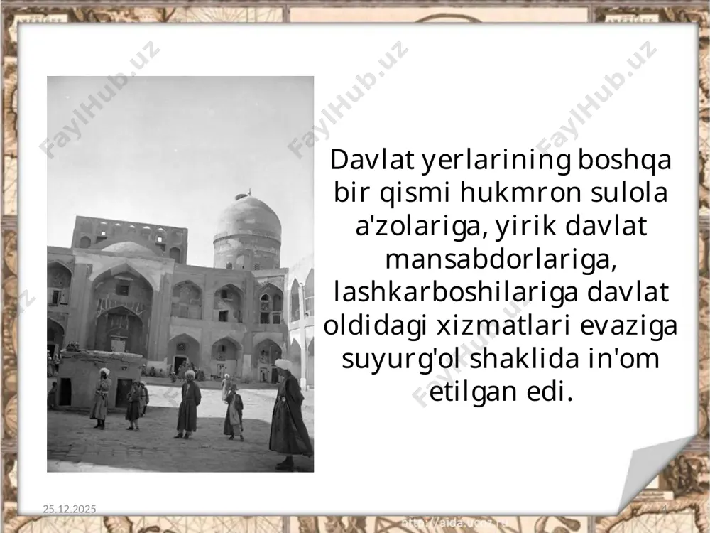 amirlikning xo'jalik hayoti yer mulkchiligi shakllari 8-sinf - Page 4