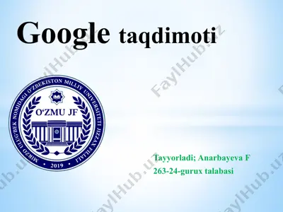 google korporatsiyasi tarixi va xozirgi kunda jamiyatdagio’rni — PPTX