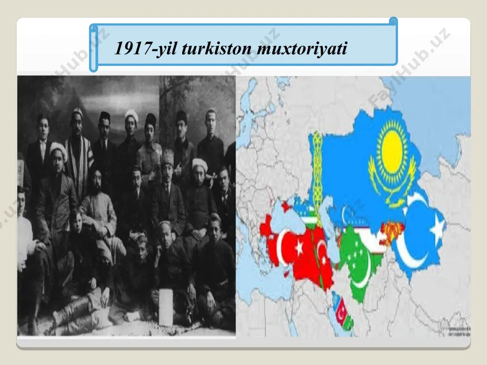 ikkinchi yarmi-xx asr boshlarida turkistonda iqtisodiy hayot tasviri rossiya turkistonni qisqa muddatda o’z sanoati uchun xom ashyo manbaiga aylantirdi. agar 1885 yilda paxta maydoni 41,4 ming tanobni tashkil qilgan bo’lsa, 1915 yilga kelib u 541,9 ming tanobga yetdi, ya’ni 13 barobarga o’sdi. rus mustamlakachilari turkistondan 1914-1916 yillar mobaynida 59 million pud paxta, 8,5 million paxta yog’i, 950 ming pud pilla, 2925 ming pud teri, 300 ming pud go’sht, 229 ming pud sovun, 447 ming pud baliq olib ketdilar. xix asrning oxirlarida o’lkada sanoat ishlab chiqarishi asosan aholining maishiy ehtiyojlariga xizmat ko’rsatuvchi mayda hunarmandchilikdan iborat edi. sanoat ibtidoiy bosqichda edi. xix asrning ikkinchi yarmida rossiyadan sanoat mahsulotlarining keltirilishi ortib borgan sari mahalliy hunarmandchilik ishlab chiqarishi inqirozga uchray boshladi. mavzuni o’qib-o’rganish turkiston muxtoriyati geografiyasi haqida savollar tuzish