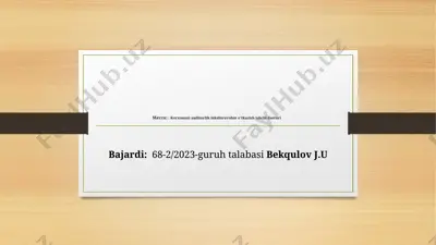 korxonani auditorlik tekshiruvidan o’tkazish ishchi dasturi — PPTX