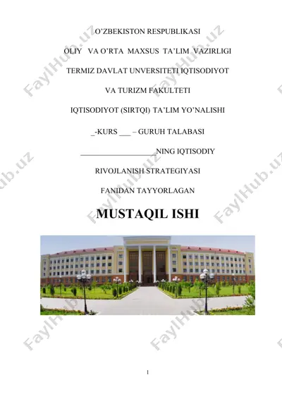 iqtisodiy rivojlanish strategiyasi fan sifatida — DOCX