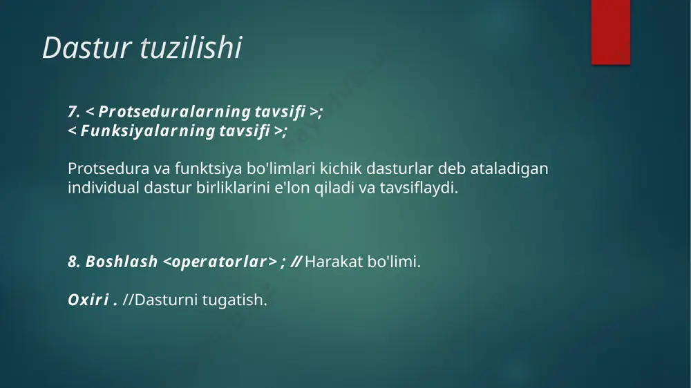 dasturlash tilining alifbosi, asosiy fayllar va funksional tugmalar - Page 5