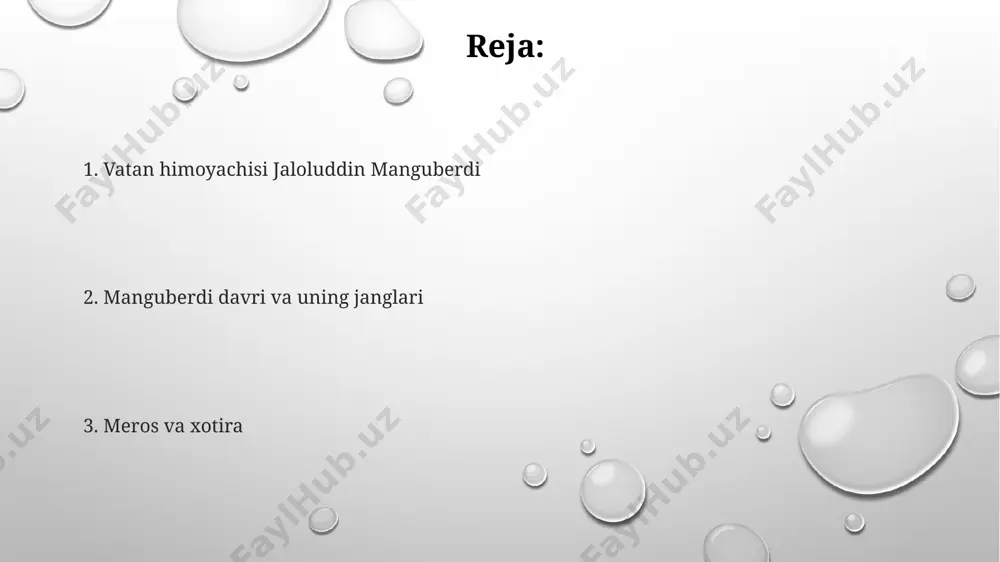 sifatida tarixda o'z o'rnini egalladi, 10 yildan ortiq davom etgan qarshilik harakatlariga rahbarlik qildi. xorazmshohlar davlati va uning qulashi хоразмшоҳлар давлати 11-13-асрларда марказий осиёда катта ҳудудни эгаллаган, тахминан 1 млн. км² майдонни ўз ичига олган кучли империя бўлган. чингизхоннинг босқини натижасида 1221 йилда хоразмшоҳлик йирик шаҳарлари ва ҳарбий қўшинлари мағлуб бўлиб, давлат тубдан вайрон бўлган. хоразмшоҳликнинг qulashi натижасида миллионлаб одам ҳалок бўлган, мамлакат иқтисодиёти ва маданияти катта зиён кўрган. zamonaviy davrda jaloliddin manguberdi образи manguberdi obrazi zamonaviy kinoda, 5 ta film va bir qancha hujjatli filmlarda uning jasorati va strategik zukkoligini namoyish etib tasvirlangan. o'zbekistonning 10 dan ortiq shahar va tumanlarida jaloliddin manguberdi nomidagi ko'chalar, maktablar va haykallar mavjud bo'lib, uning xotirasi abadiylashtirilgan. zamonaviy adabiyotda jaloliddin manguberdi obrazi 10 dan ortiq roman va 20 dan ziyod ilmiy maqolalarda milliy qahramon sifatida aks ettirilgan. jaloliddinning birinchi g'alabasi uning dastlabki g'alabasi mongol bosqinchilariga qarshi kurashda muhim ahamiyatga ega bo'ldi, chunki bu strategik …