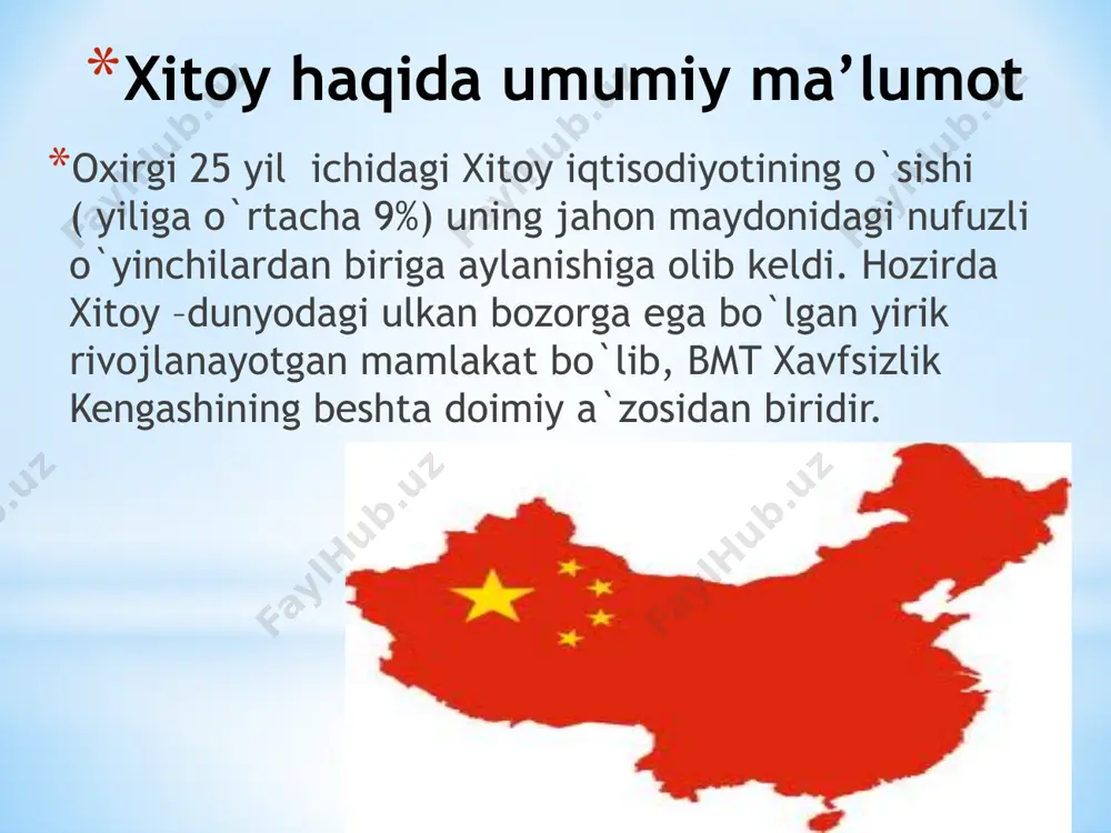 sqich o’rta maktabning birinchi bosqichidagi ta’lim xitoyda majburiy hisoblanadi. lekin xitoyda o’rta maktabning 2- bosqichi va oliy ta’lim xohishiy hisoblanadi. o’rta maktabda nisbatan rivojlangan maktablar professional texnik rivojlangan maktablardir. bunday maktablarda asosiy e’tibor ma’lum kasb-hunarning amaliy va nazariy jihatlariga qaratiladi. xitoyda oliy ta’lim oliy ta’lim muassalarida o’qish sentabrdan boshlanib,9,5 oy davom etadi va ikki semestrdan iborat. ta’til yanvardan fevralgacha va iyuldan avgustgacha davom etadi. o’qish haftaga 5kun, ertalabdan tushlikkacha davom etadi. xitoy oliy o’quv yurtlariga yotoqxona bilan bog’liq muammolar umuman yo’q. shunga qaramasdan, har bir davlatda bo’lganidek, xitoyda ham ta’lim sohasida ma’lum muammolar mavjud. ta’lim sohasida mashhur mutaxassis chju yunsin ta’kidlaydiki: “ bizga ko’p narsa yetishmaydi: moliyalashtirish yetishmaydi, tajribali kadrlar yetishmaydi, eng asosiysi insonparvarlik yetishmaydi. hozirgi paytda mamlakatda “jen vey ben” dasturi tashkil etilmoqda, uning asosida asosiy qadriyat sifatida inson manfaatlari yotadi. ammo bu dasturni to’liq qo’llashga hali ancha vaqt kerak bo’ladi”. xitoyda oliy ta’lim xitoy xalq respublikasida ta’limning ma’muriy …